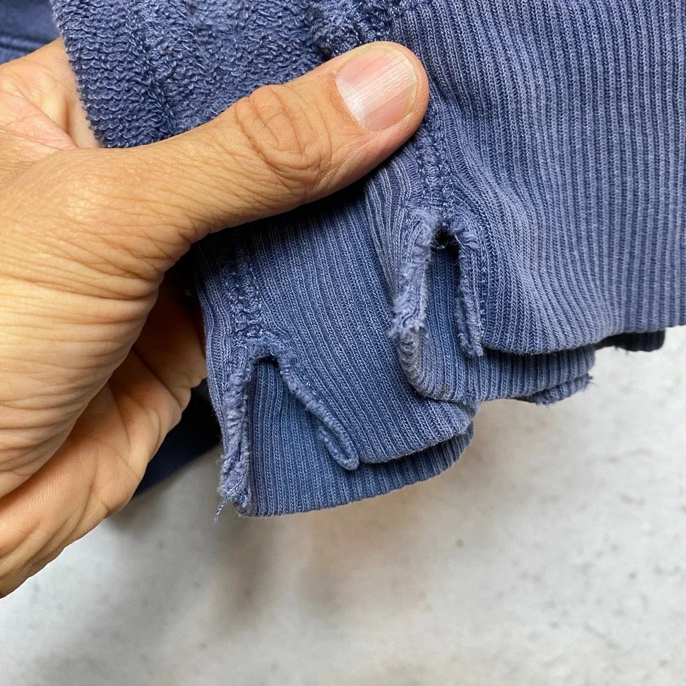 Aerie Sweatshirt Mens Small Blue Raglan Sleeve Textured French Terry Pullover - Picture 11 of 11